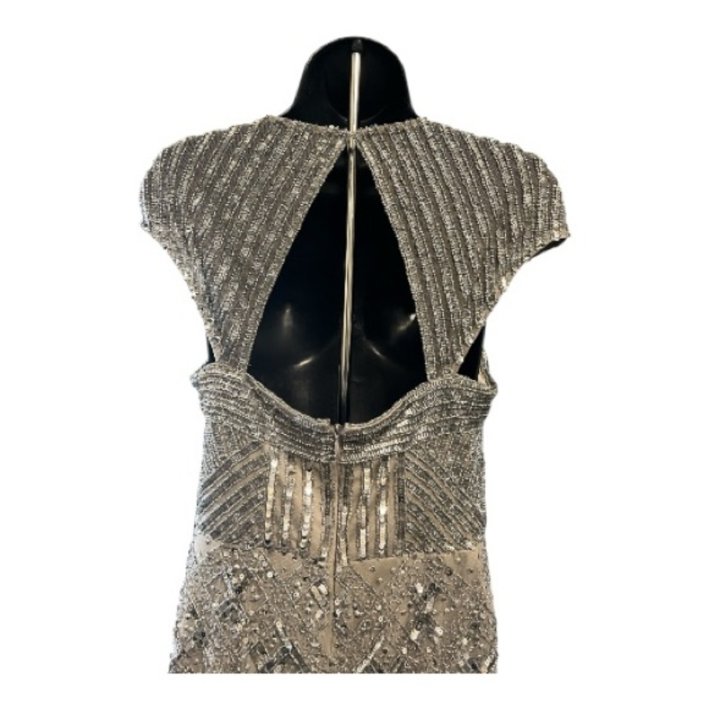 Silver Beaded Cocktail Dress - Picture 3 of 7